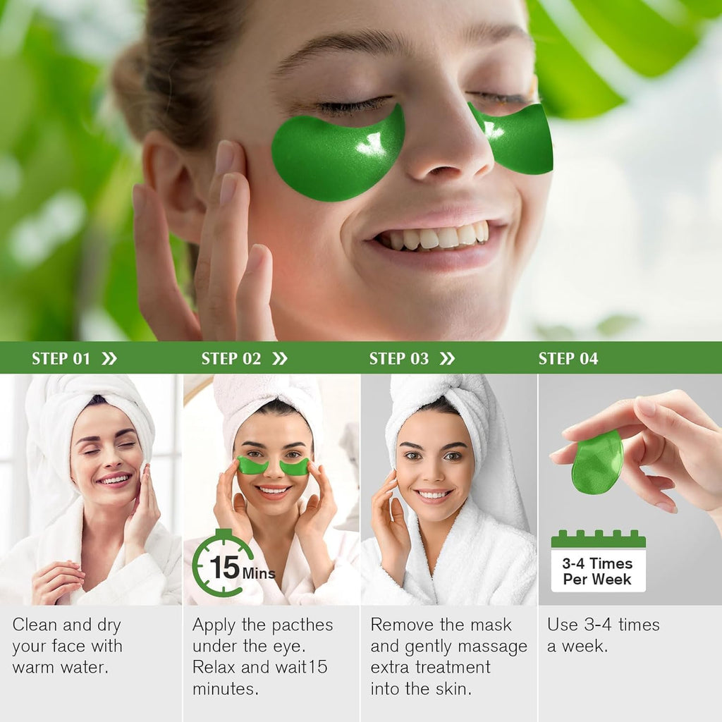 Enaskin Naturals Under Eye Patches – 60 Pairs Green Tea Gel Masks (2-Pack)