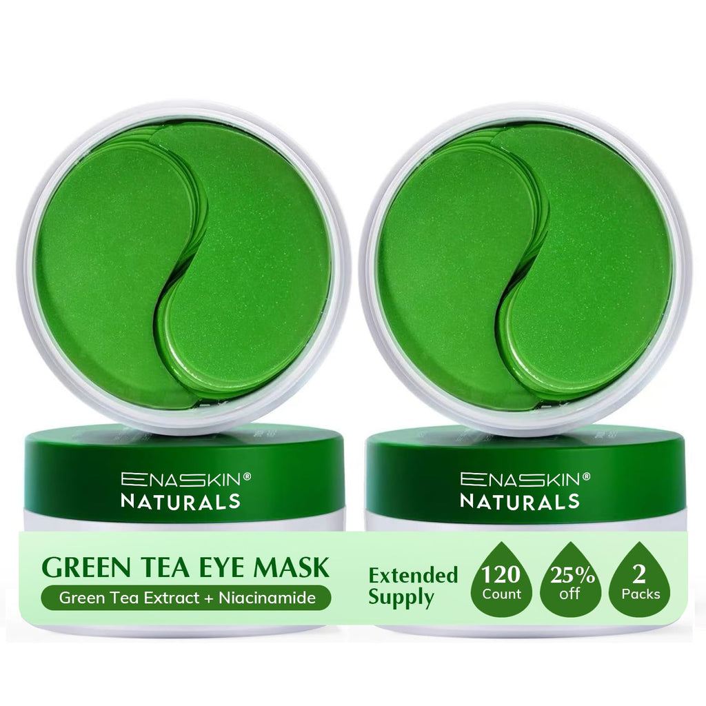 Enaskin Naturals Under Eye Patches – 60 Pairs Green Tea Gel Masks (2-Pack)
