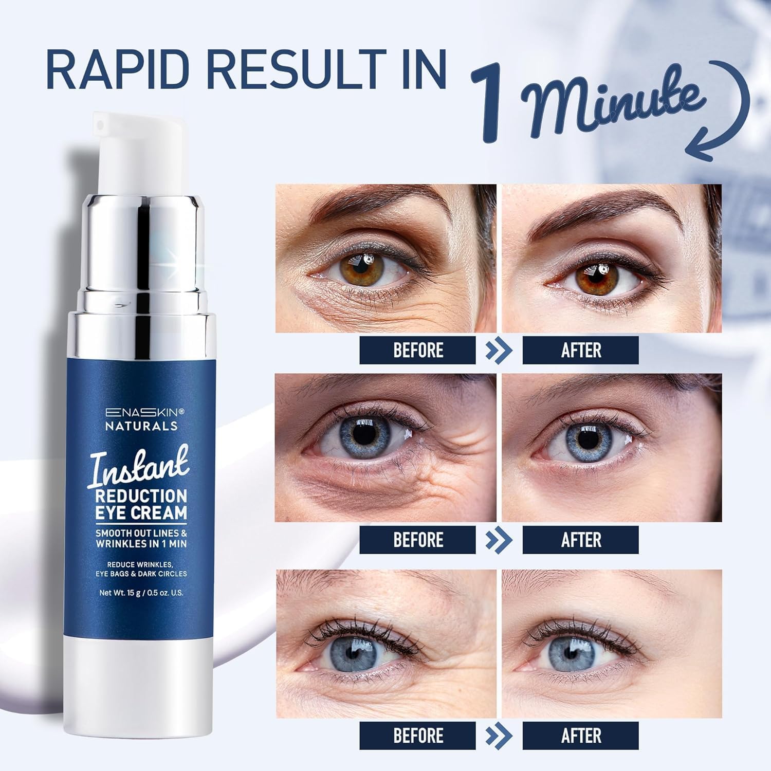 Enaskin Naturals Instant Eye & Face Lift Cream – Quick Tightening & Wrinkle Filler (0.5 oz)