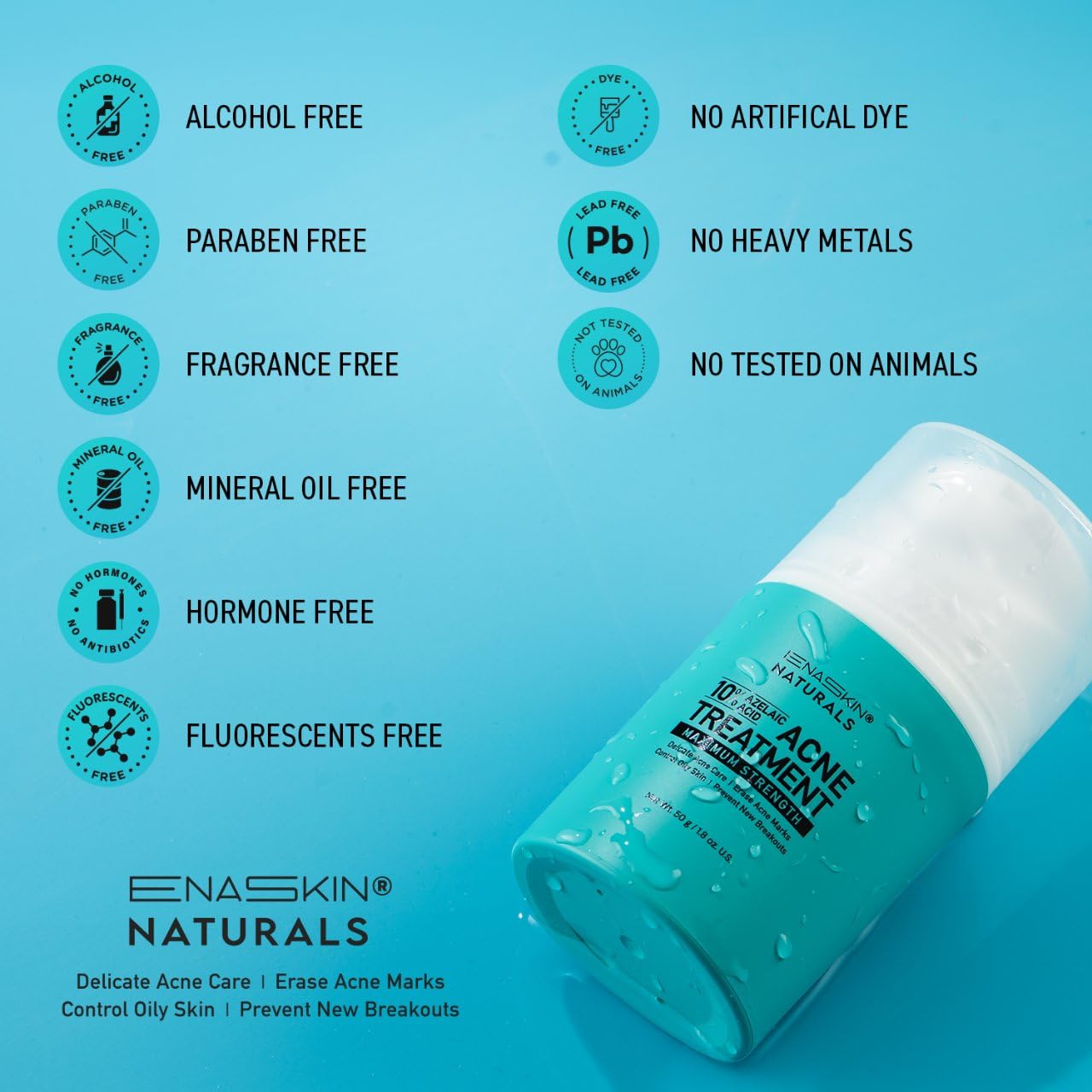 Enaskin Naturals Acne Pimple Spot Treatment Cream – 2% Salicylic Acid for Cystic Breakouts on Face & Back (1.8 oz)