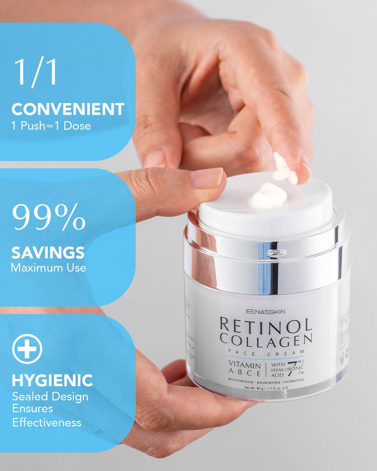 EnaSkin Retinol Anti-Aging Face Moisturizer – 2% Retinol, 7% Hyaluronic Acid, Collagen Firming – Day & Night Cream, 1.7 fl oz