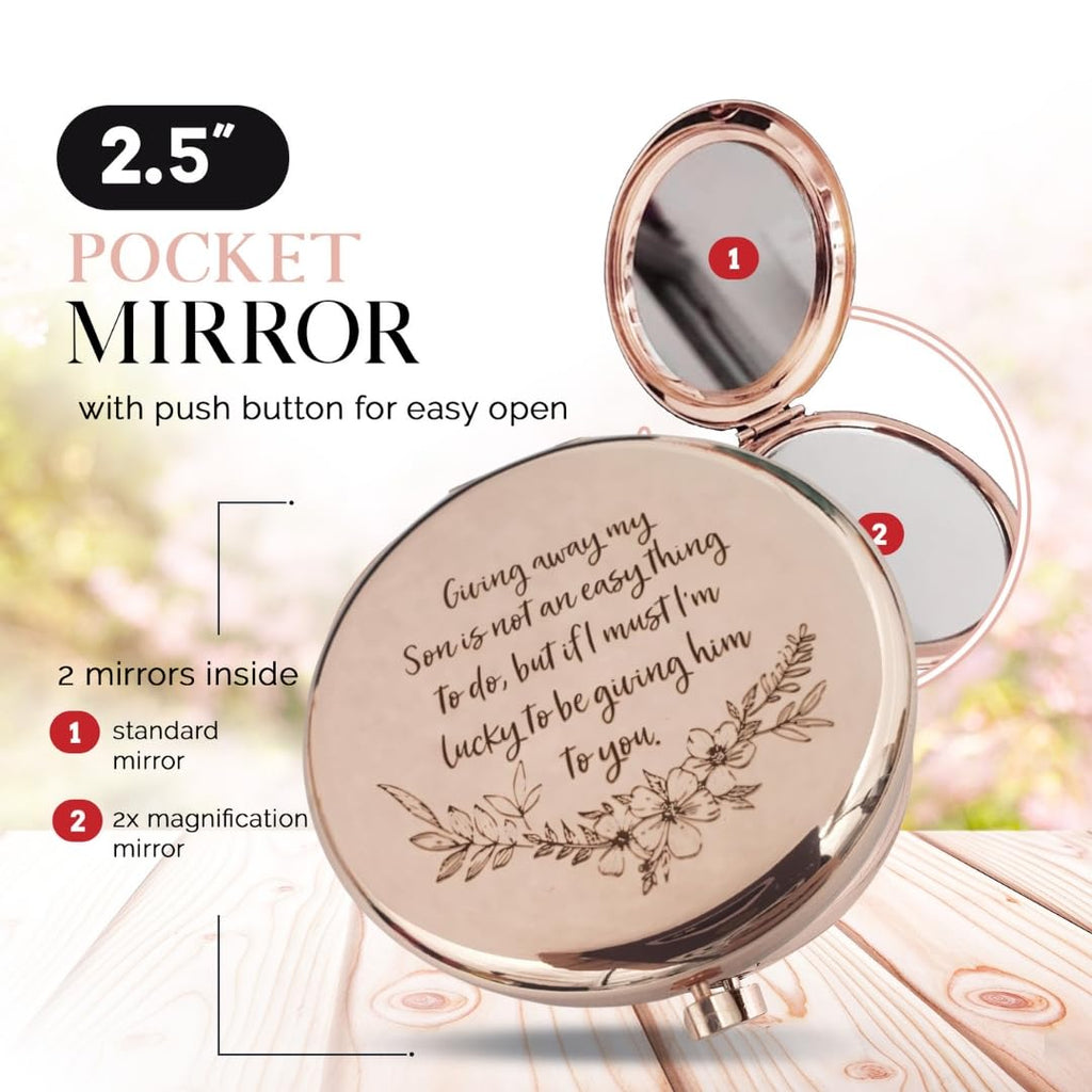 Enduring Gifts Rose Gold Compact Mirror – Bride Gift from Mother-in-Law