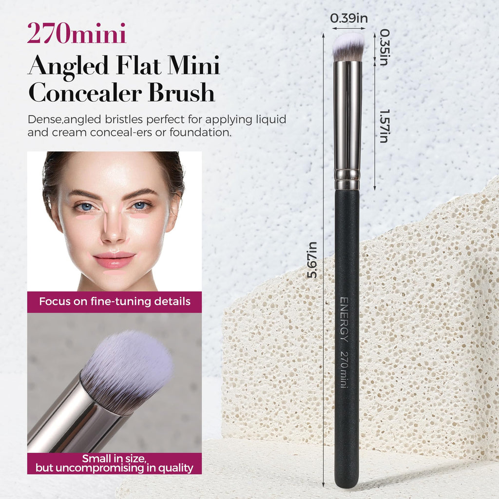 ENERGY Makeup Brush Set - 3-Piece Professional Kit with Vegan Bristles & Travel Case
