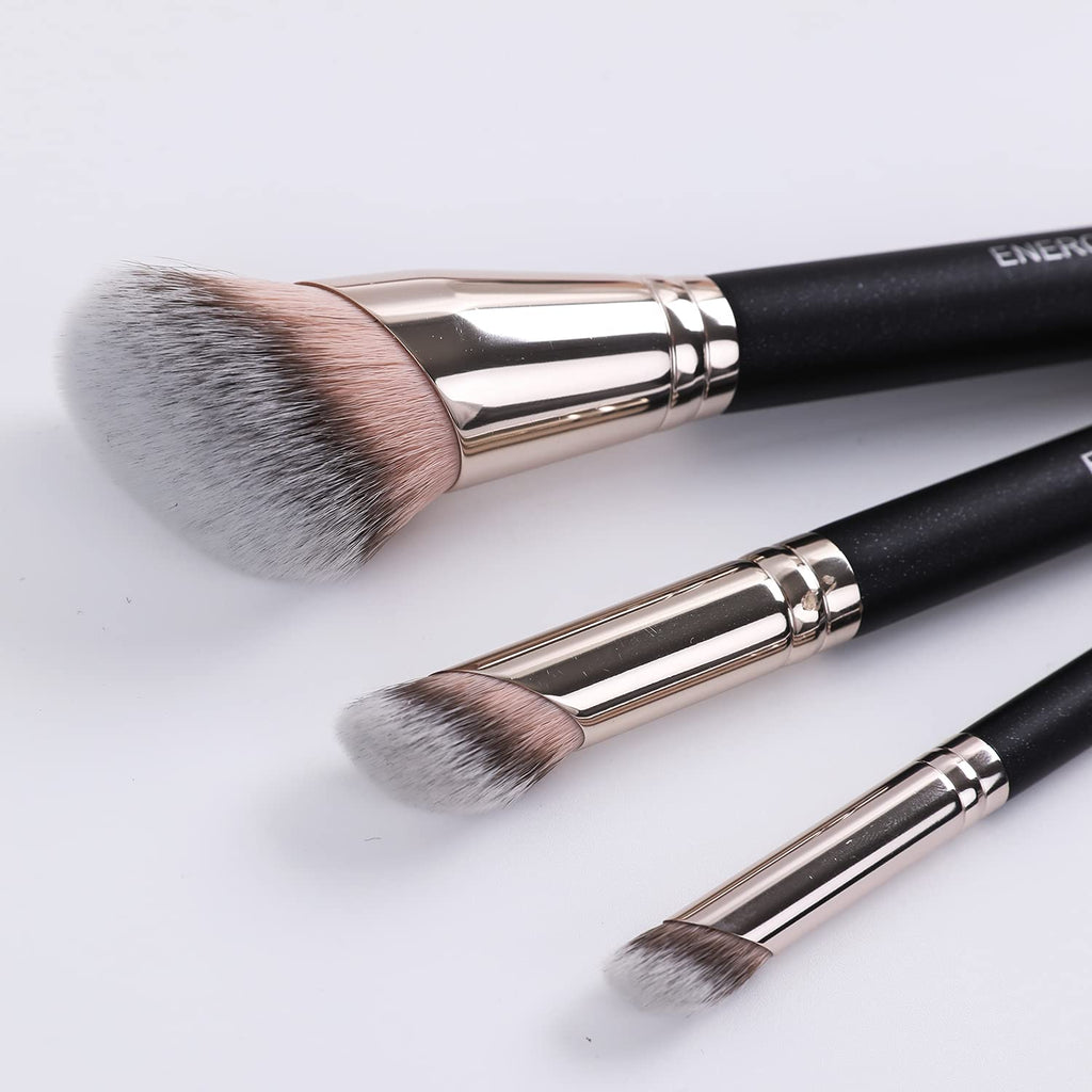 ENERGY Kabuki Foundation Brushes 3Pcs – Professional Makeup Brush Set for Foundation, Concealer, Bronzer, and Powder