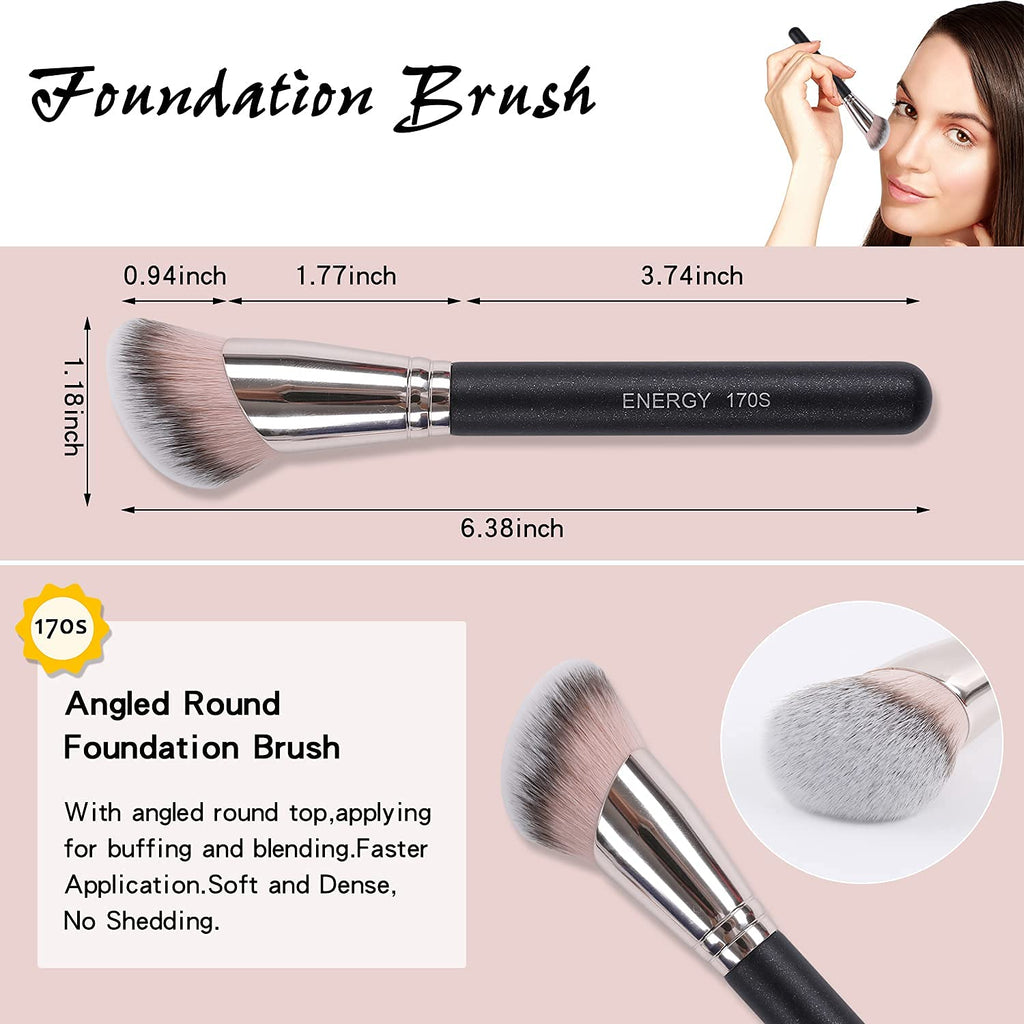 ENERGY Kabuki Foundation Brushes 3Pcs – Professional Makeup Brush Set for Foundation, Concealer, Bronzer, and Powder
