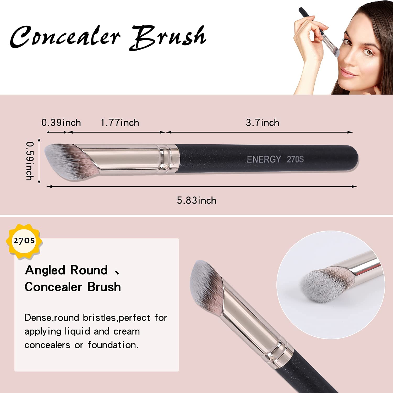 ENERGY Kabuki Foundation Brushes 3Pcs – Professional Makeup Brush Set for Foundation, Concealer, Bronzer, and Powder