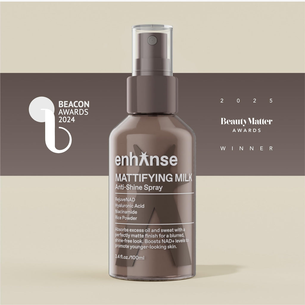 ENHANSE Mattifying Milk Anti Shine Spray for Men – Hydration, Rice Powder, RejuveNAD, 3.4 fl oz