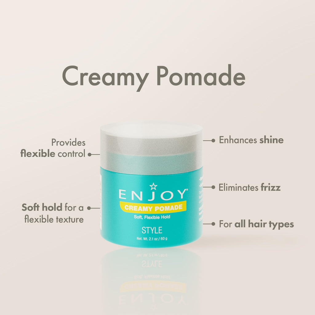 Enjoy Creamy Pomade – Lightweight, Non-Greasy Hold & Natural Shine (2.1 oz)