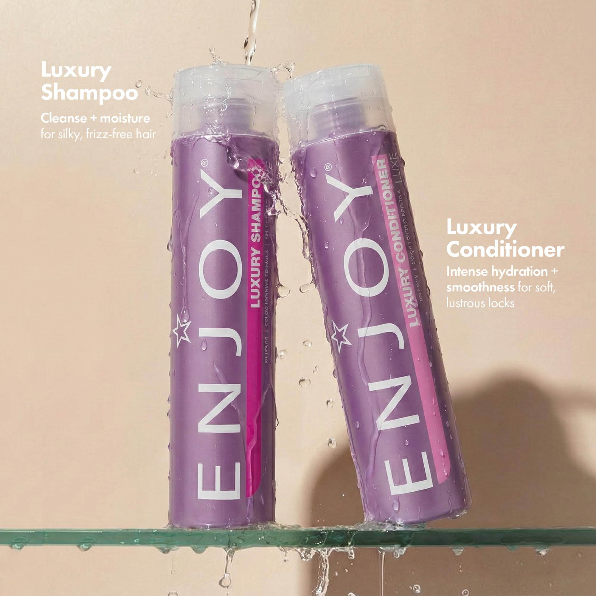 Enjoy Luxury Shampoo & Conditioner – Frizz Control, Sulfate-Free for Thick, Curly or Coarse Hair (33.8 fl oz)