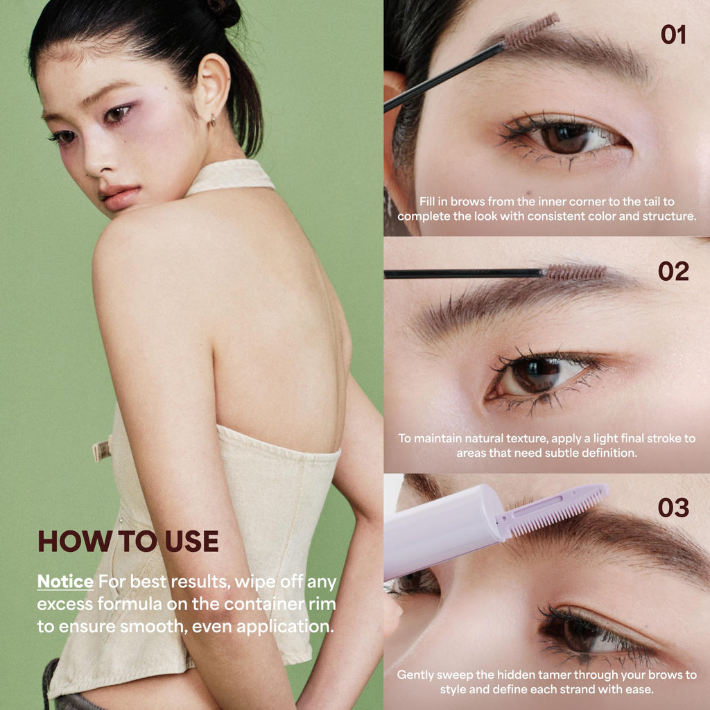ENTROPY MAKE UP Tough Brow Finisher — 2-in-1 Brow Tint Mascara with Built-In Comb in Toast