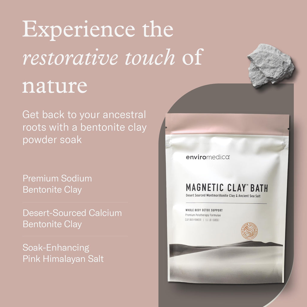 Enviromedica Magnetic Bentonite Clay Bath – 500g with Himalayan Salt | Purifying Bath Soak, Body & Face