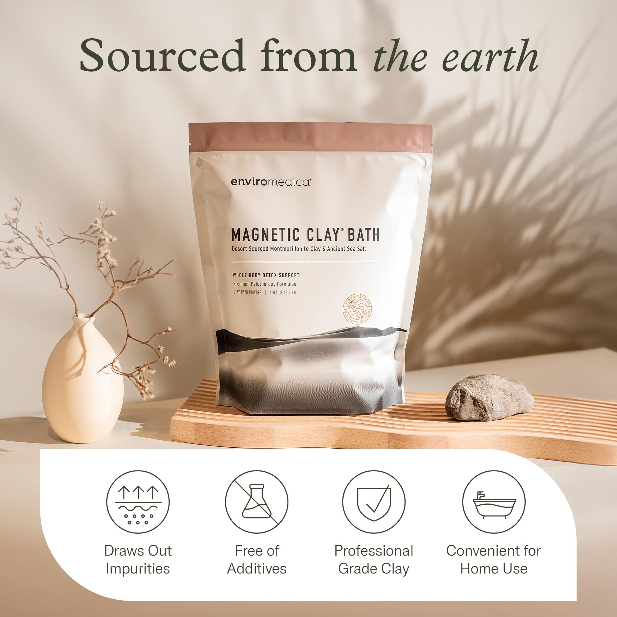 Enviromedica Magnetic Bentonite Clay Bath – 500g with Himalayan Salt | Purifying Bath Soak, Body & Face