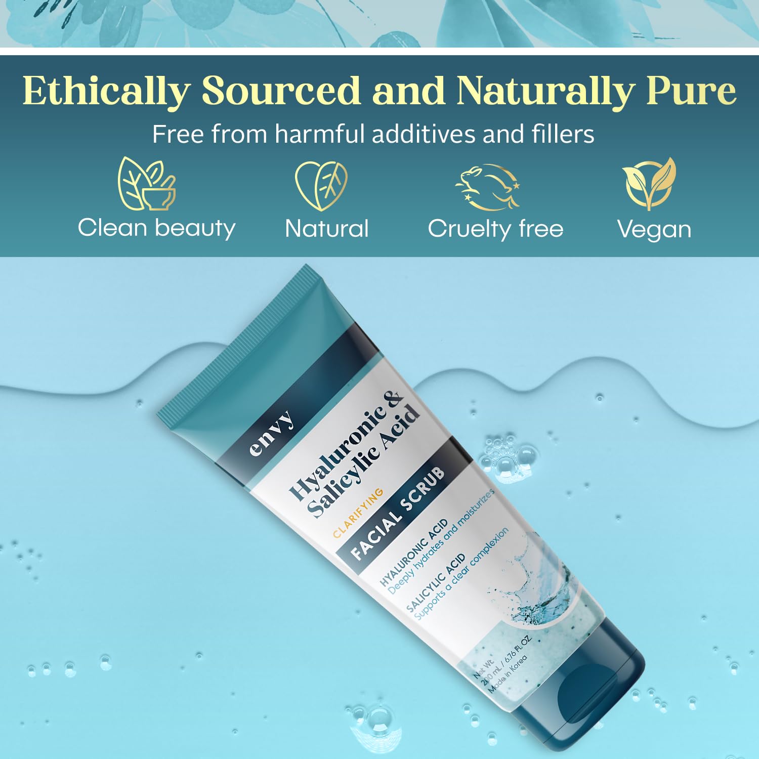 Envy Hyaluronic Acid & Salicylic Acid Face Scrub – Hydration, Pore Refinement