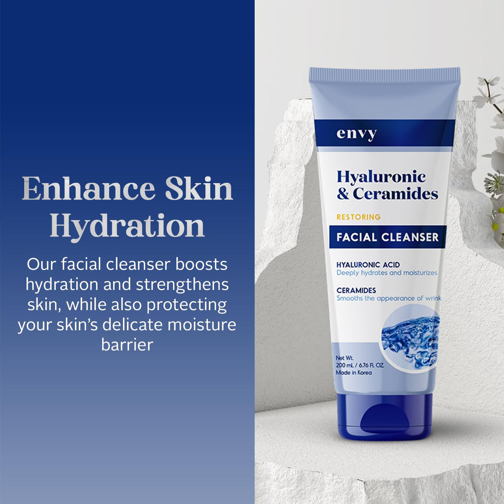 Envy Facial Cleanser with Hyaluronic Acid & Ceramides – Hydrating & Radiance-Boosting