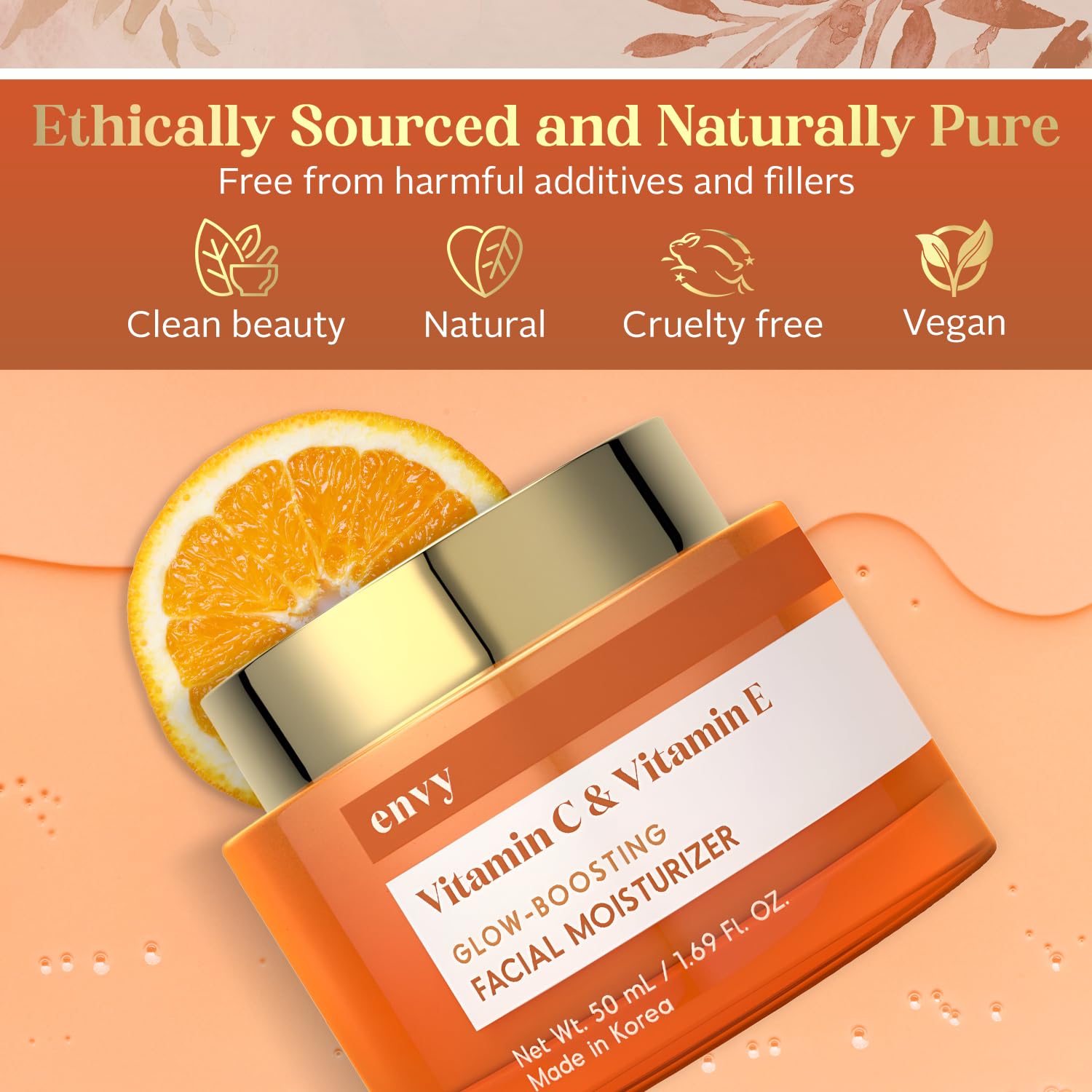 Envy Vitamin C & Vitamin E Face Moisturizer Cream — Hydrating Anti-Aging for All Skin Types (1.69 oz)