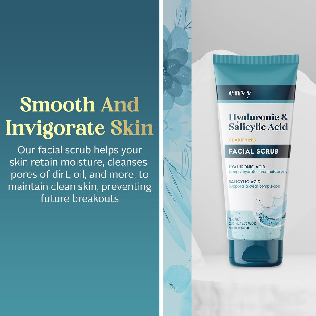 Envy Hyaluronic Acid & Salicylic Acid Face Scrub – Hydration, Pore Refinement