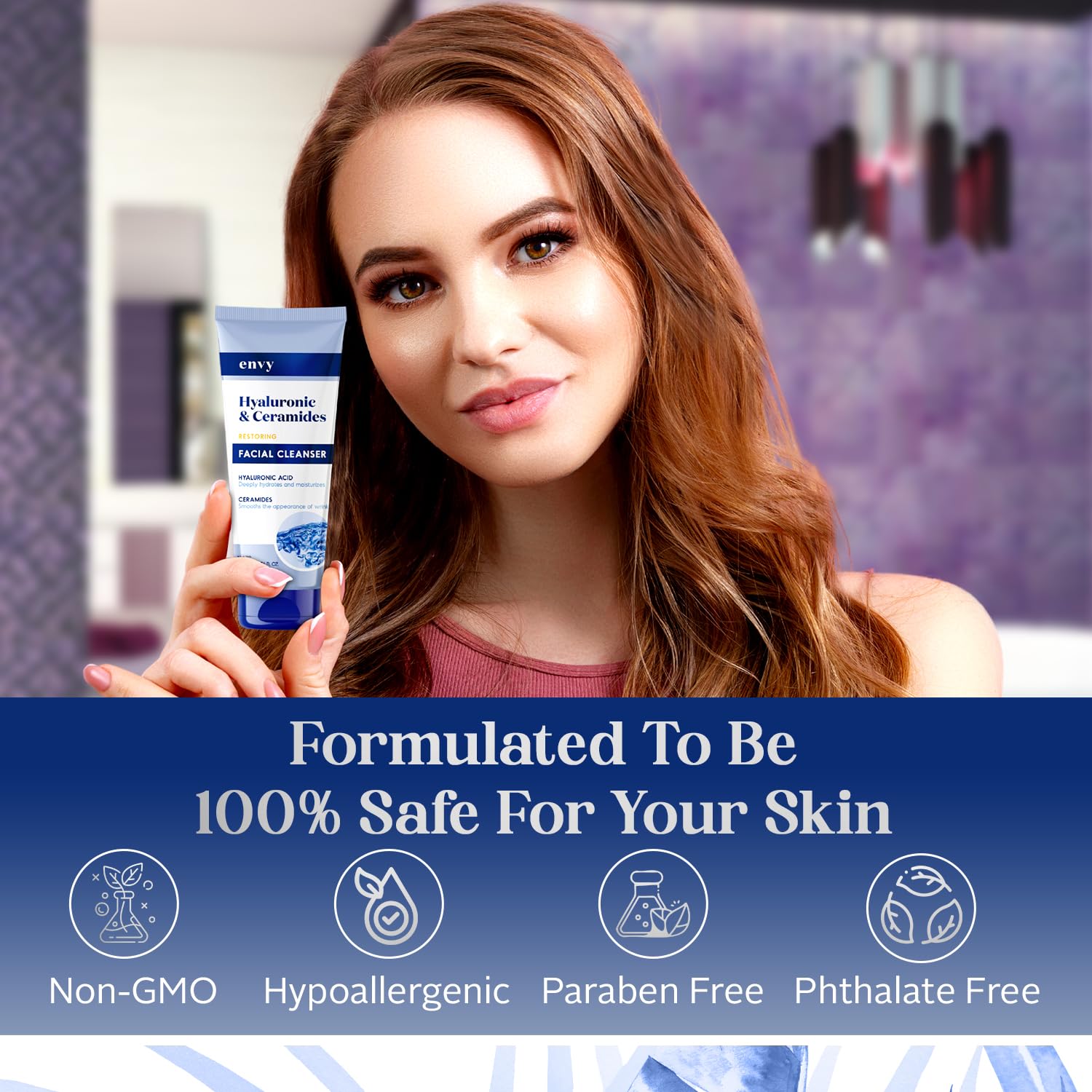 Envy Facial Cleanser with Hyaluronic Acid & Ceramides – Hydrating & Radiance-Boosting