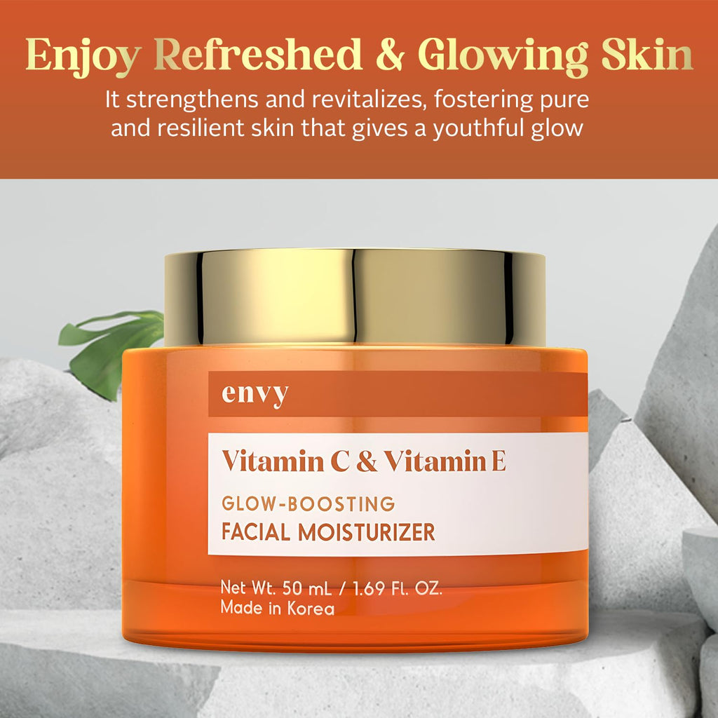 Envy Vitamin C & Vitamin E Face Moisturizer Cream — Hydrating Anti-Aging for All Skin Types (1.69 oz)