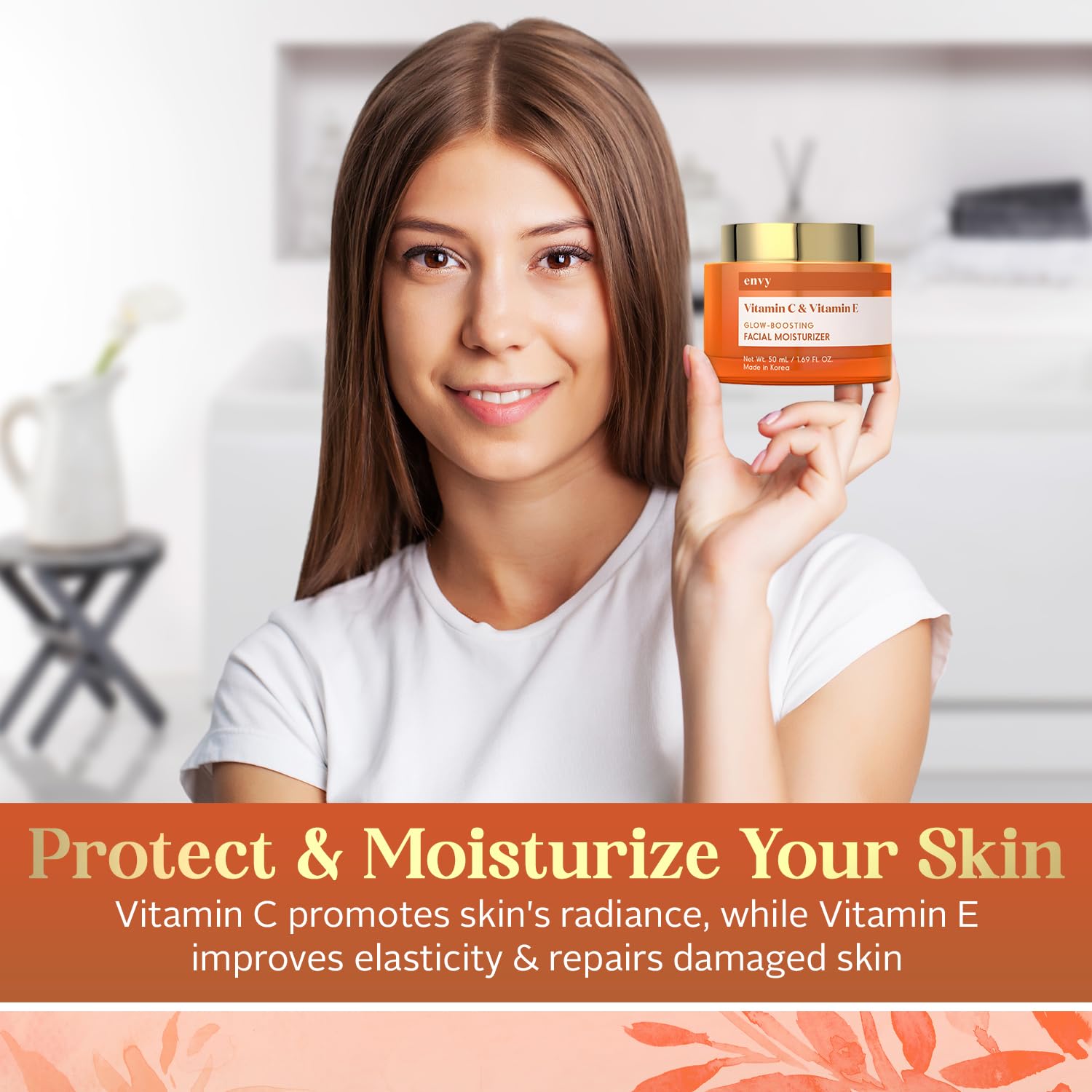 Envy Vitamin C & Vitamin E Face Moisturizer Cream — Hydrating Anti-Aging for All Skin Types (1.69 oz)