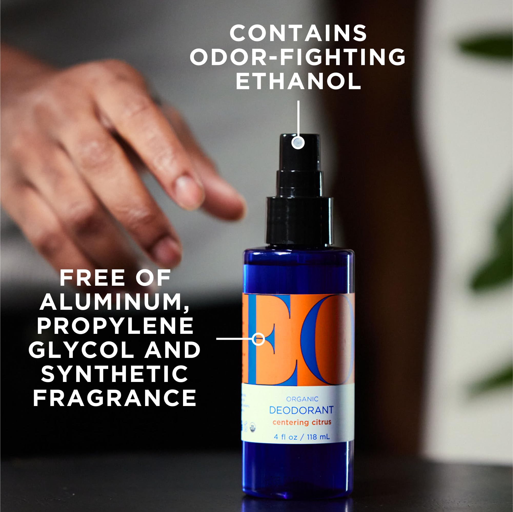 EO Organic Deodorant Spray Citrus – Pack of 3, 4 oz Each, Plant-Based, Aluminum-Free