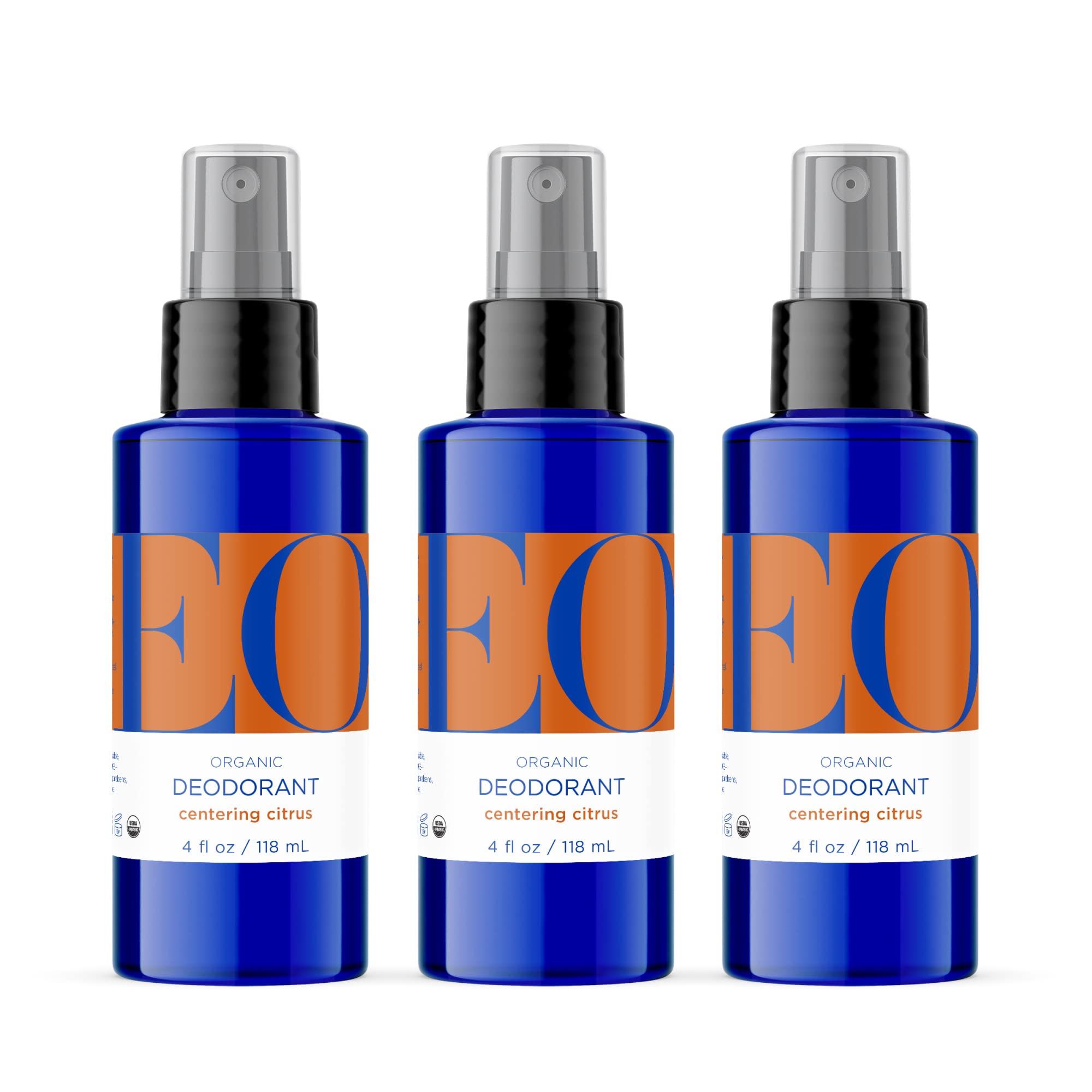 EO Organic Deodorant Spray Citrus – Pack of 3, 4 oz Each, Plant-Based, Aluminum-Free
