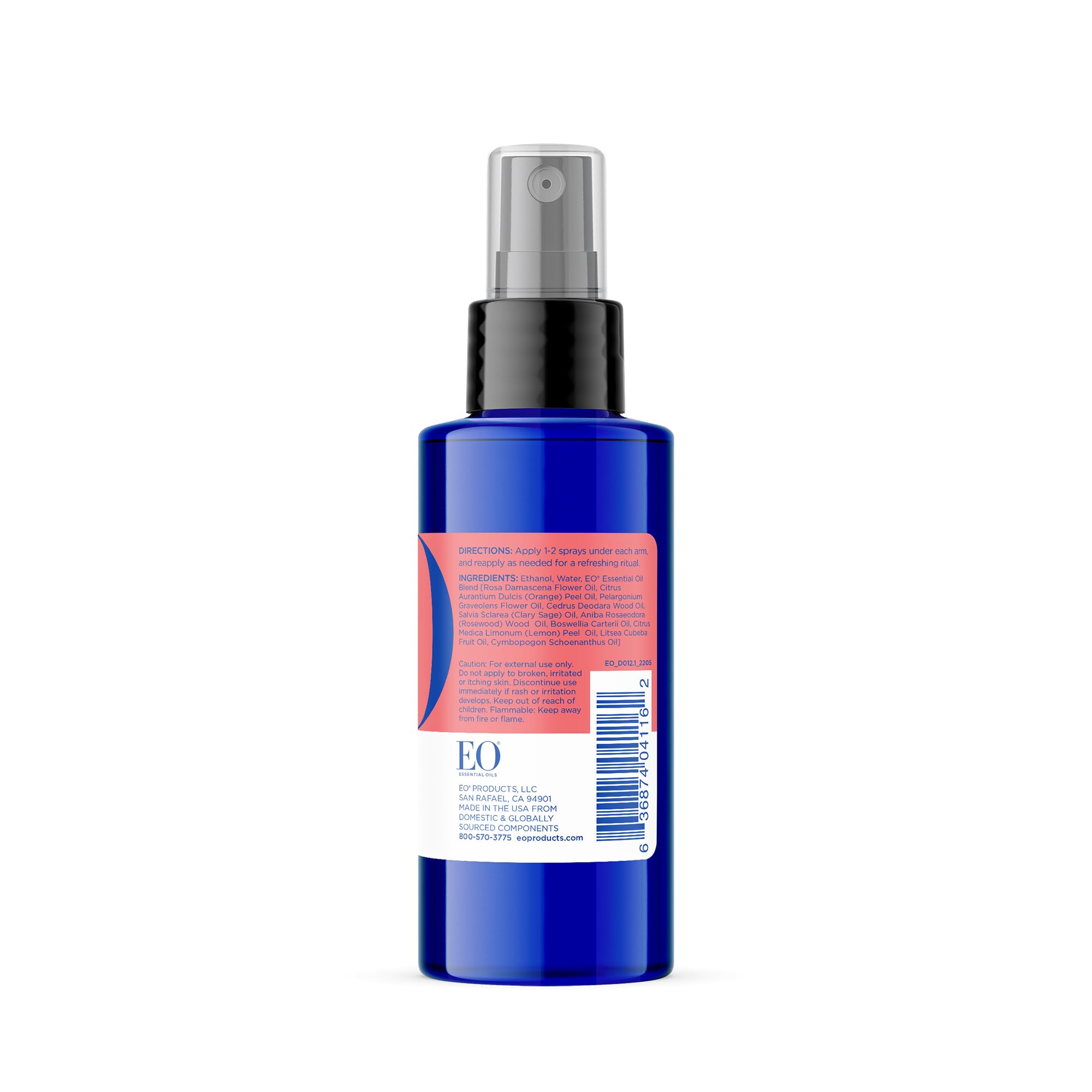 EO Organic Deodorant Spray – Rose Lemon, 4 oz (Pack of 3) | Plant-Based, Aluminum-Free