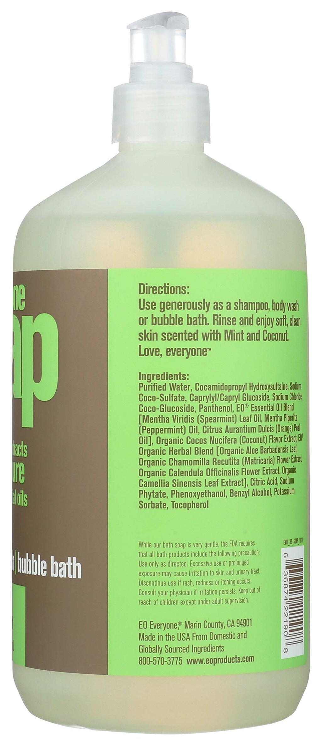 EO Natural Everyone Hand Soap – Mint and Coconut, 32 oz