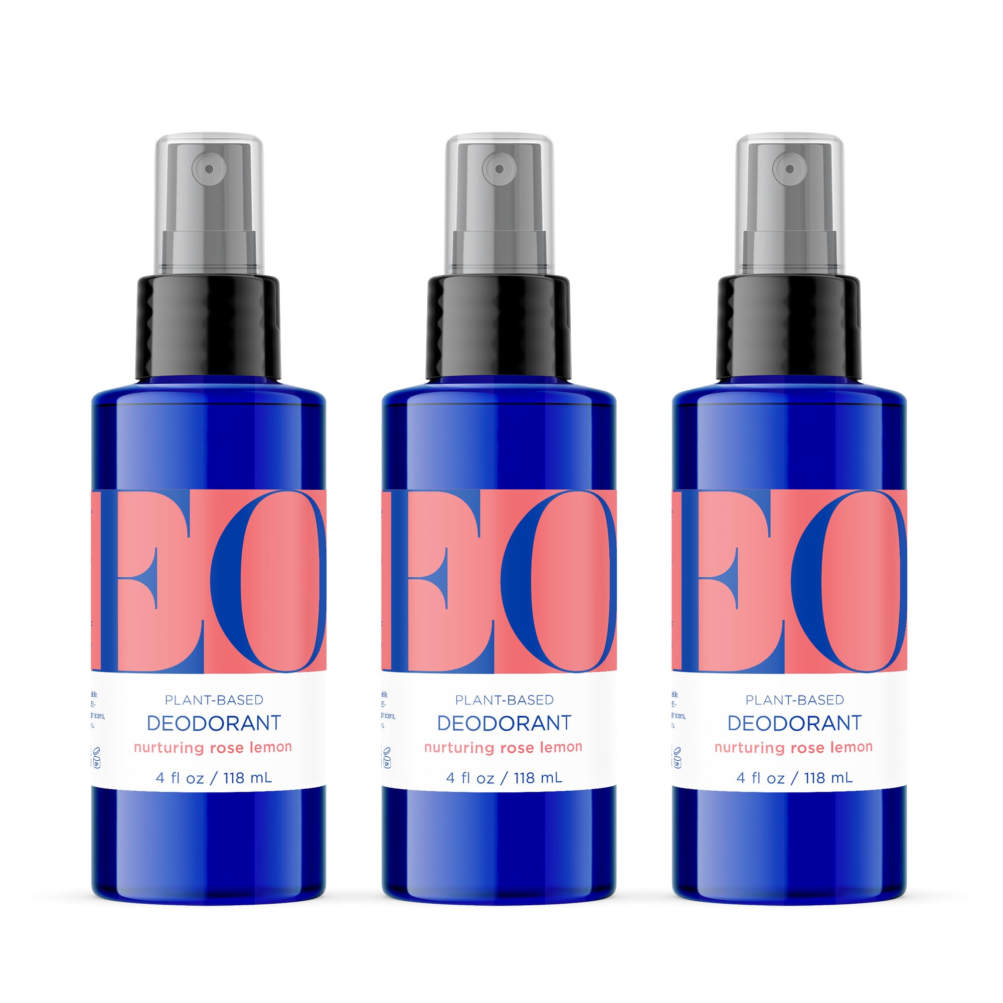 EO Organic Deodorant Spray – Rose Lemon, 4 oz (Pack of 3) | Plant-Based, Aluminum-Free