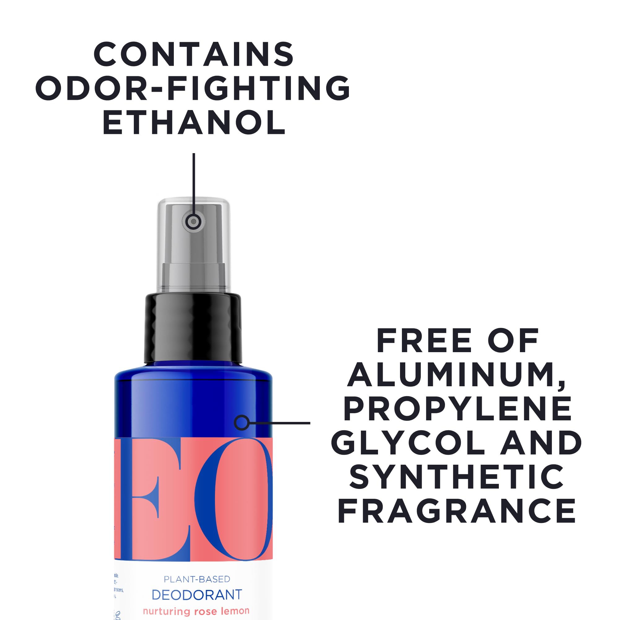 EO Organic Deodorant Spray – Rose Lemon, 4 oz (Pack of 3) | Plant-Based, Aluminum-Free