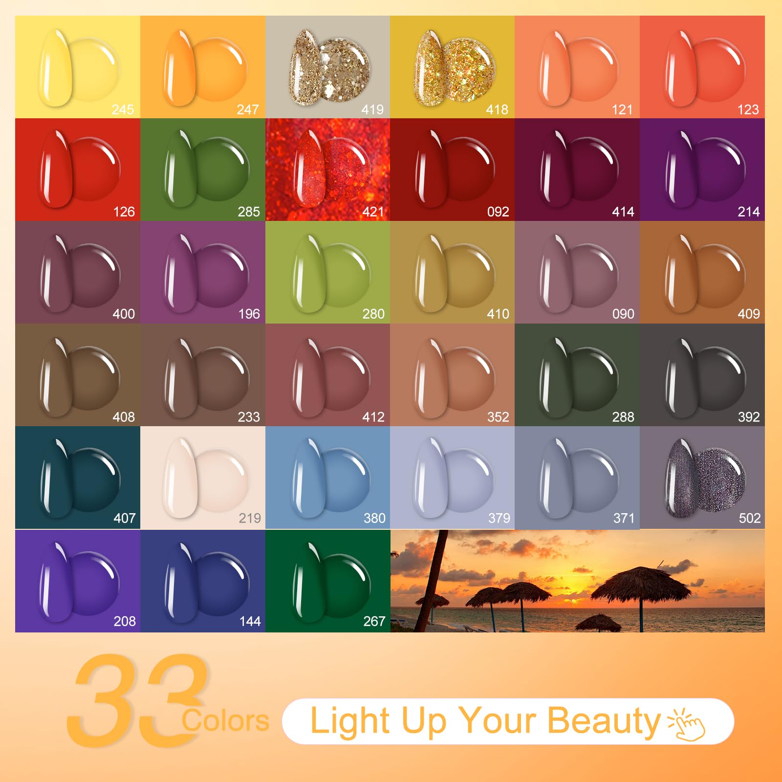 EODCI Gel Nail Kit with 168W Lamp — 33 Colors, All-in-One Home Salon