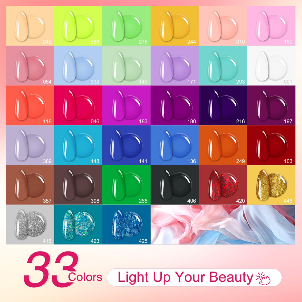 EODCI 76‑Piece Gel Nail Kit with 168W LED Lamp | 33 Colors, Base/Top Coats & Tools