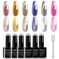 eodci Cat Eye Gel Nail Polish Kit – 6 Colors with Magnetic Stick for DIY Home Manicure