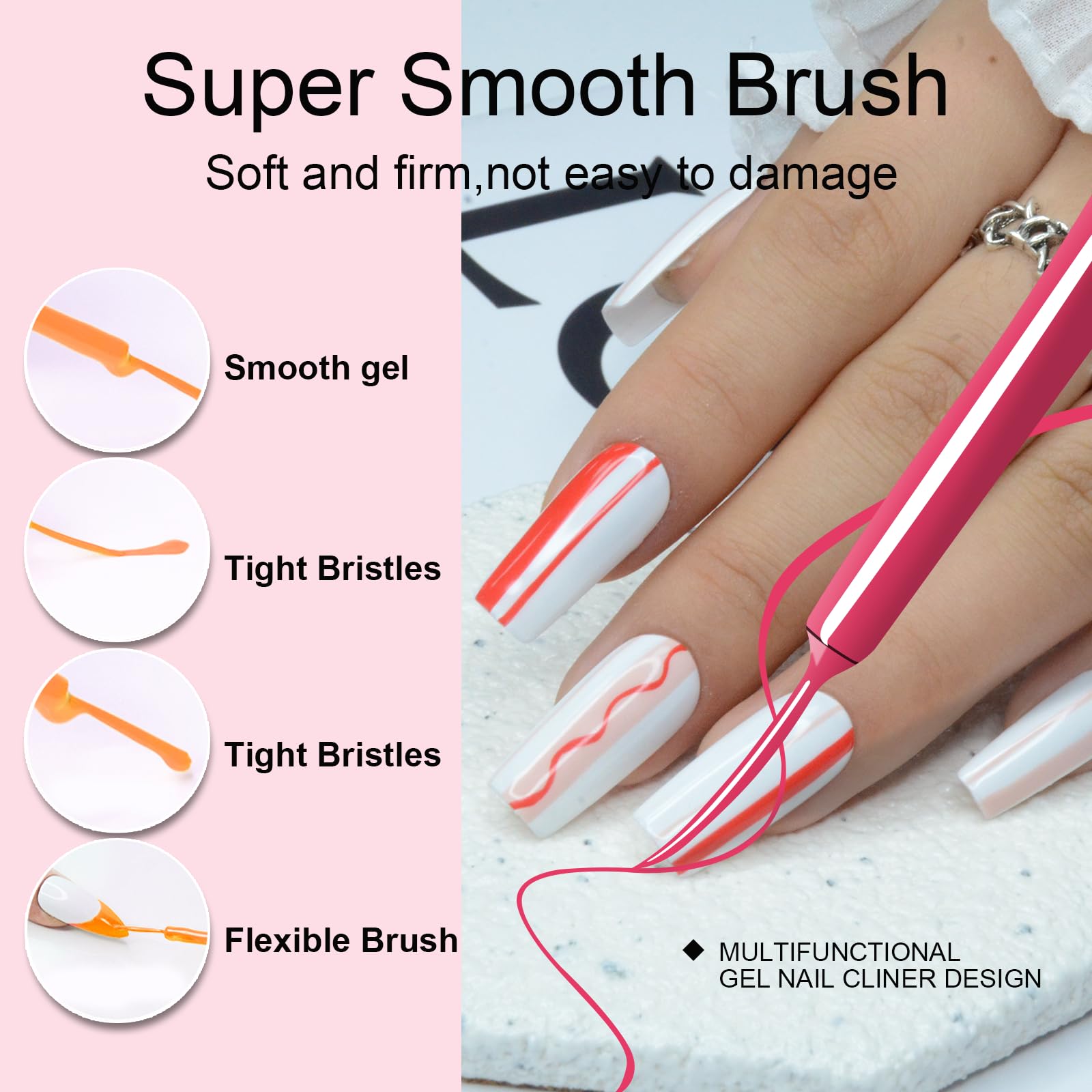 eodci Gel Liner Art Polish Set – 6 Colors, 10ml Nail Gel with Thin Brush