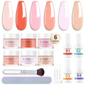 eodci 12-Pcs Dip Powder Nail Kit Starter – 6 Jelly Nude Pink Colors with Base, Top Coat, Activator & Brush Saver