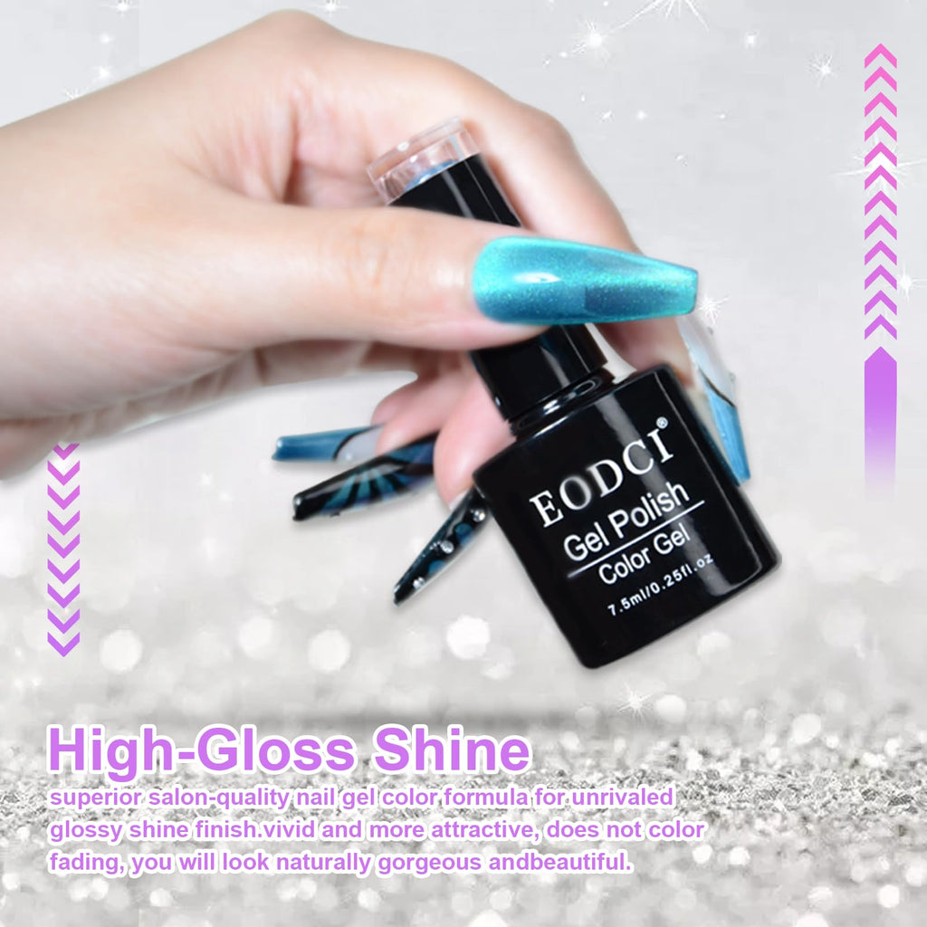 eodci Cat Eye Gel Nail Polish Kit – 6 Colors with Magnetic Stick for DIY Home Manicure