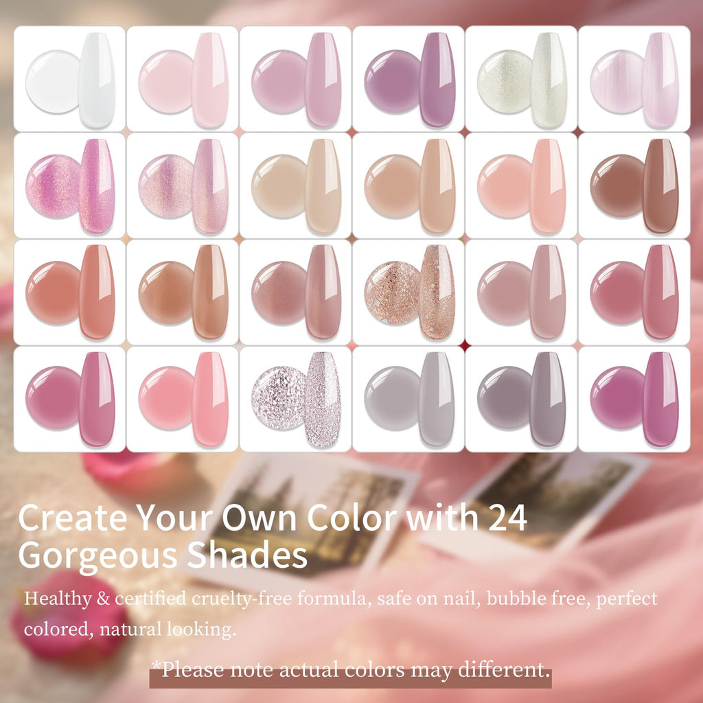 EODCI Solid Gel Nail Polish Palette – 24 Colors with Brush | Long-Lasting Gel Art Kit