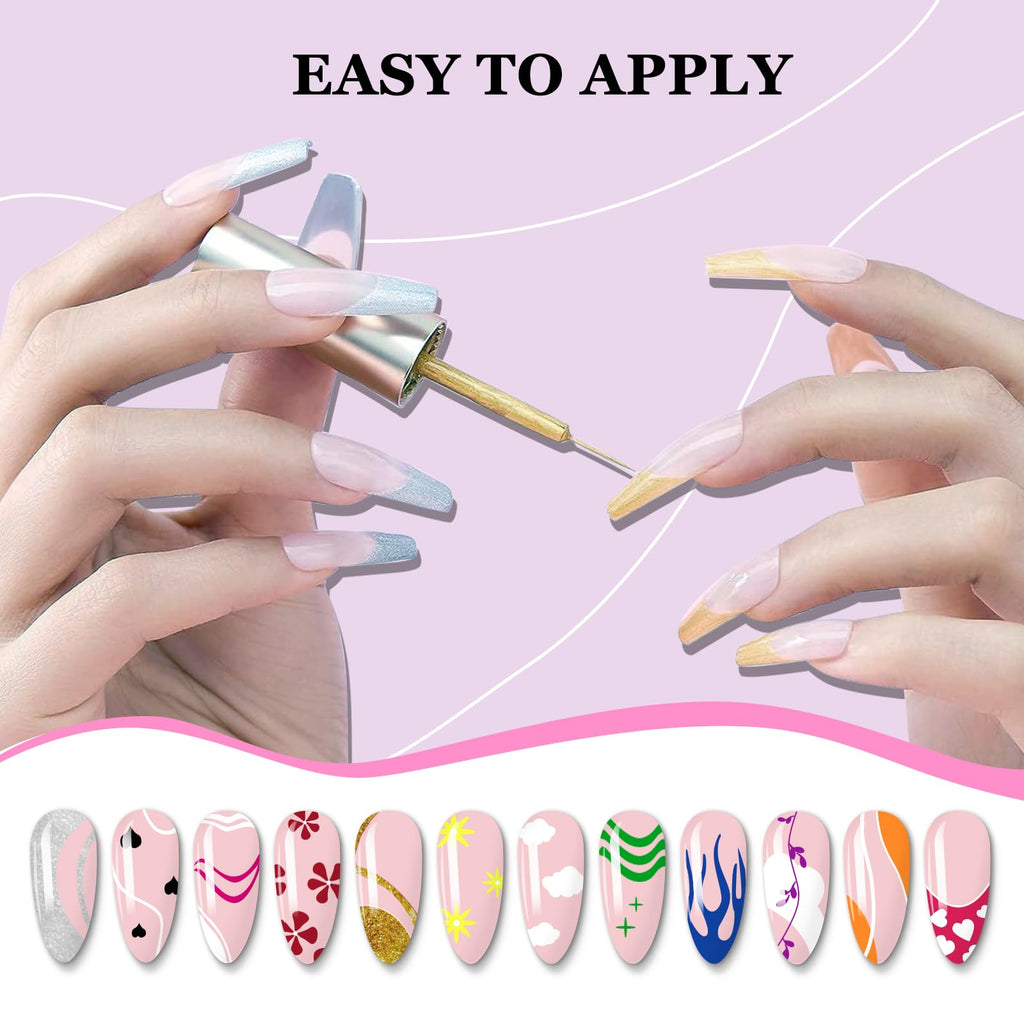 eodci Nail Art Gel Liner Set – 12 Colors for DIY Nail Designs
