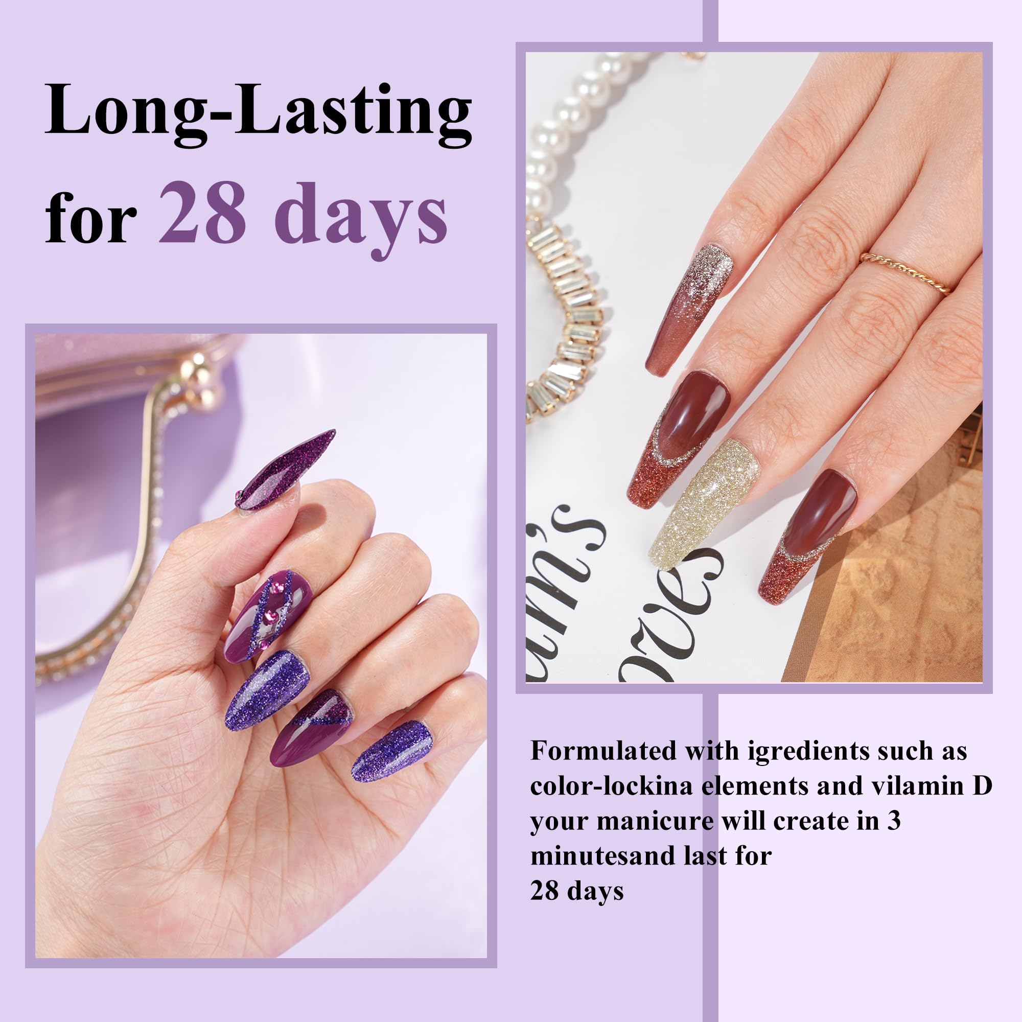 eodci 12-Piece Dip Powder Nail Kit Starter – 6 Colors, Base & Top Coat, No Lamp Needed