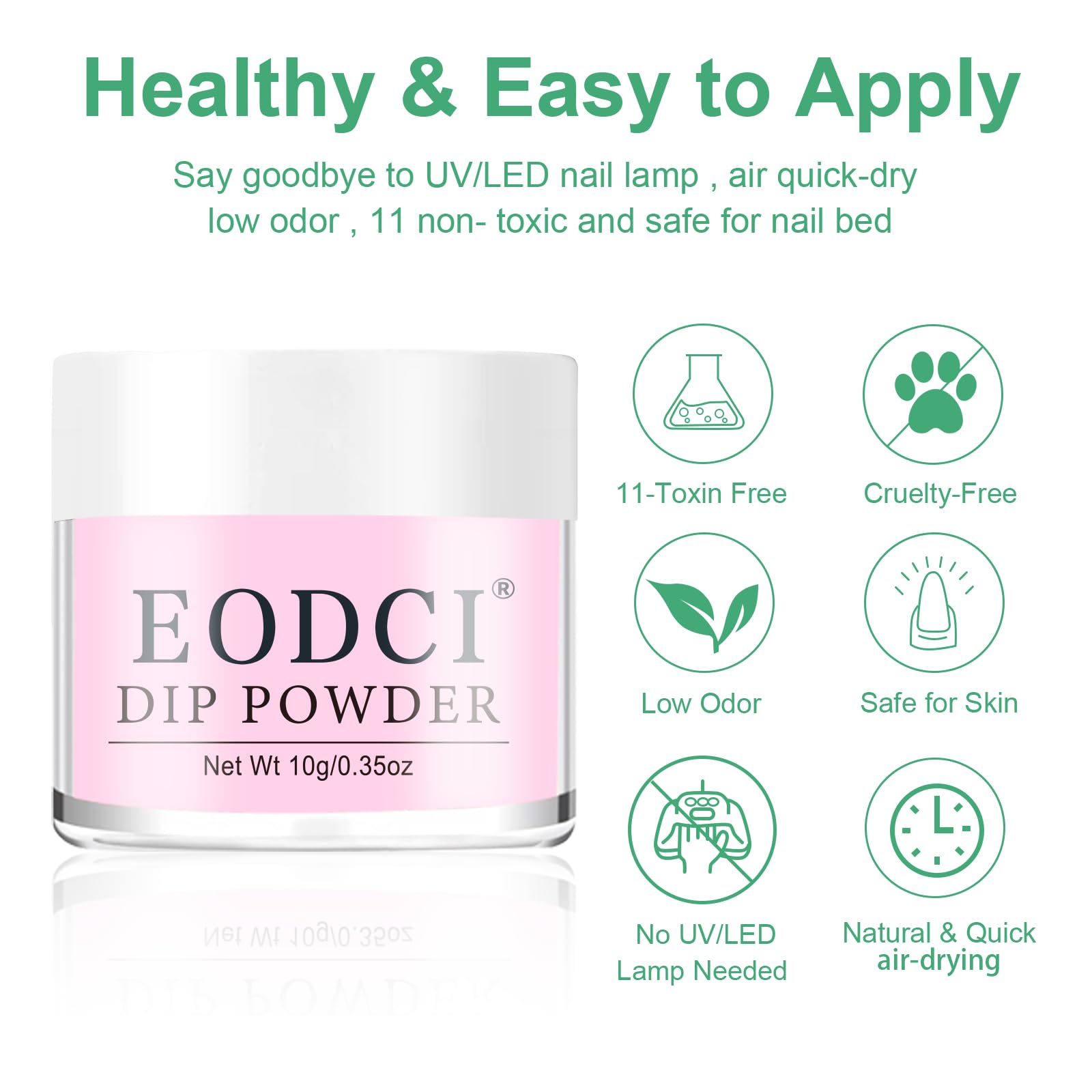 Eodci Dip Powder Nail Set – 6 Colors Hot Pink Series, 12-Piece Kit with Base & Top Coat, No Lamp Needed