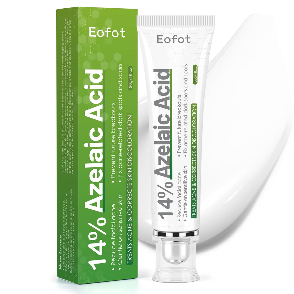 Eofot 14% Azelaic Acid Cream – Clearer-Looking Pores, Even Tone, Gentle Formula | 1 Fl Oz