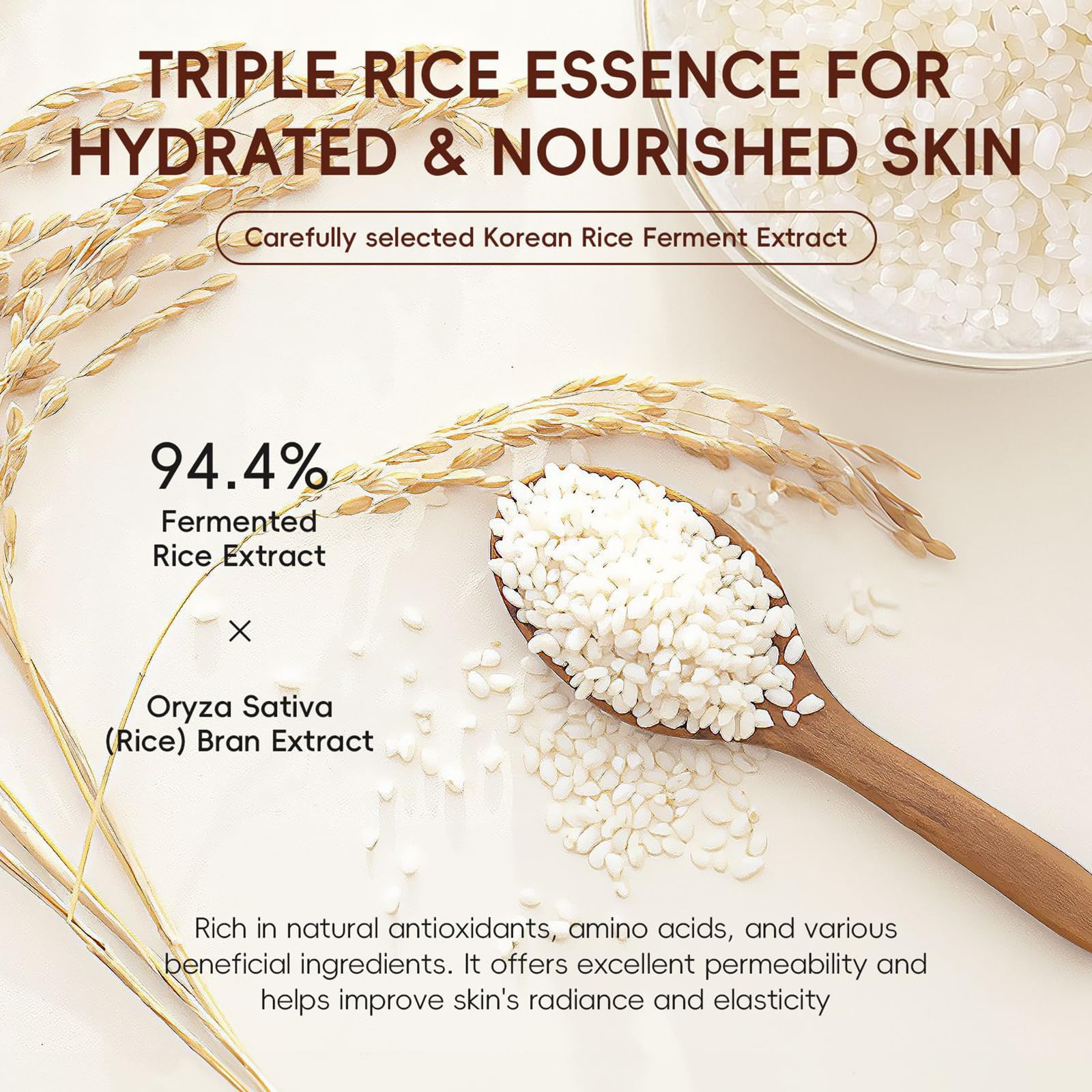 EONFAVE Rice Skincare Set for Teens — Hydrating Routine Kit (Cleanser, Serum, Sunscreen)