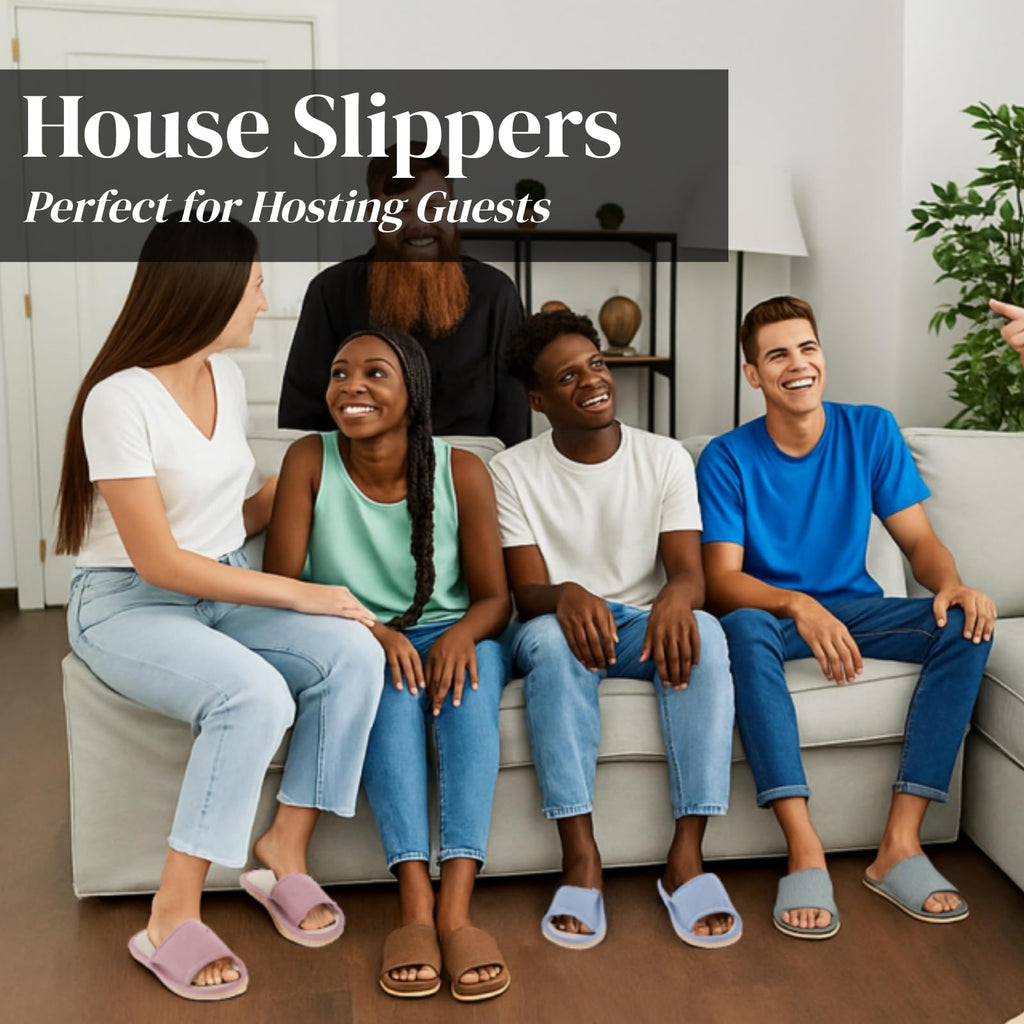 Eorbow 10 Pack Washable House Slippers – Non-Slip Open-Toe Slippers for Guests