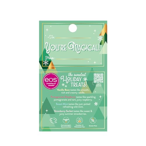 EOS Limited Edition Holiday Lip Balm Gift Set – Raspberry Cloud & Blackberry Bellini, 0.14 oz x 2, All-Day Moisture, Sensitive Skin, Clear