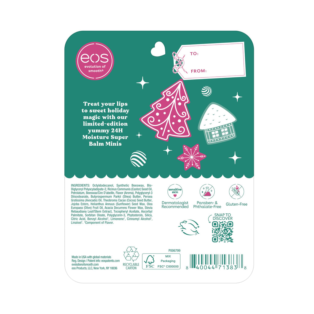 EOS Holiday 24H Mini Super Balm Set — Speculoos, Gingerbread, Vanilla Cake Batter (3 x 0.20 oz)
