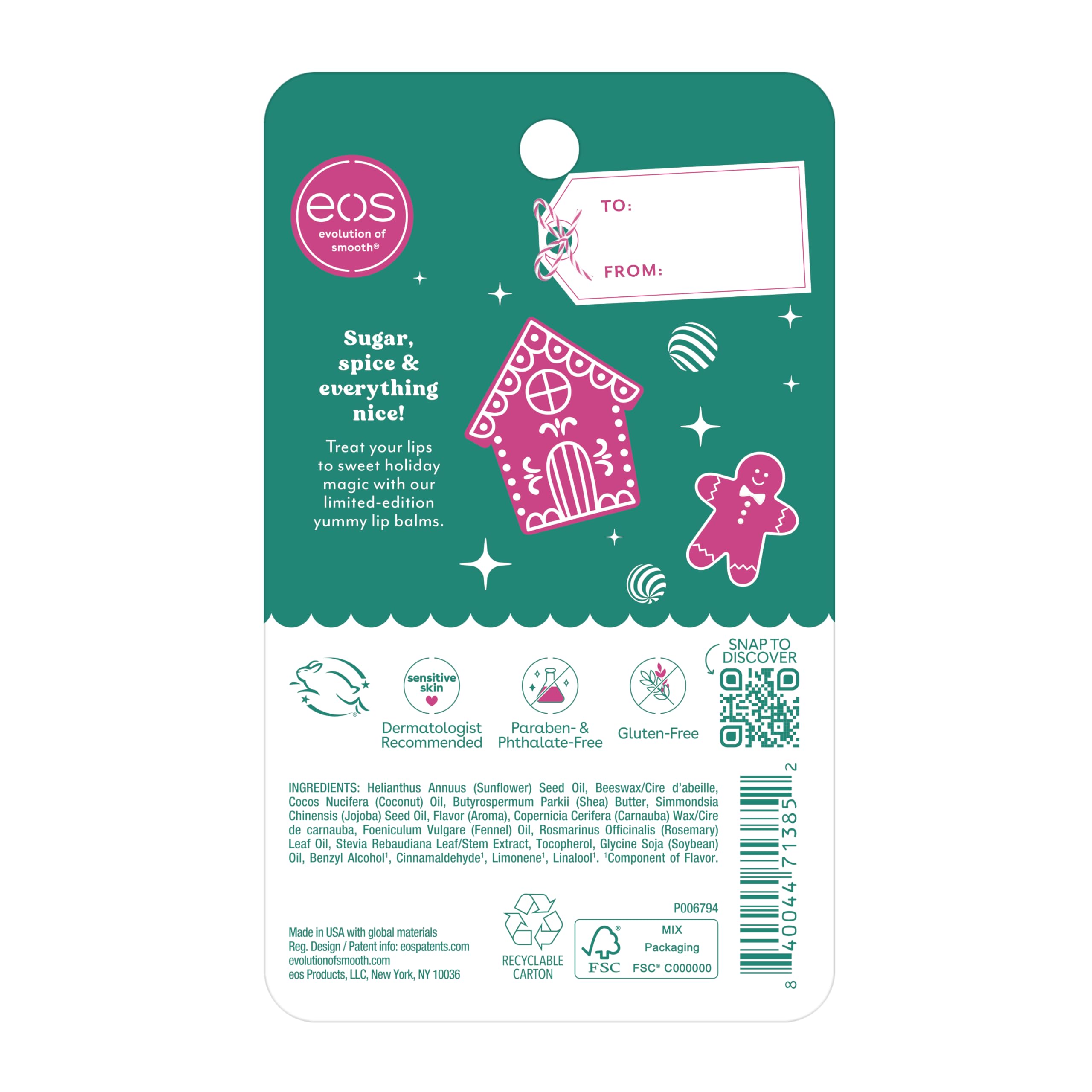 eos Holiday Lip Balm 2-Pack - Iced Gingerbread and Milk Cookies (Limited Edition)