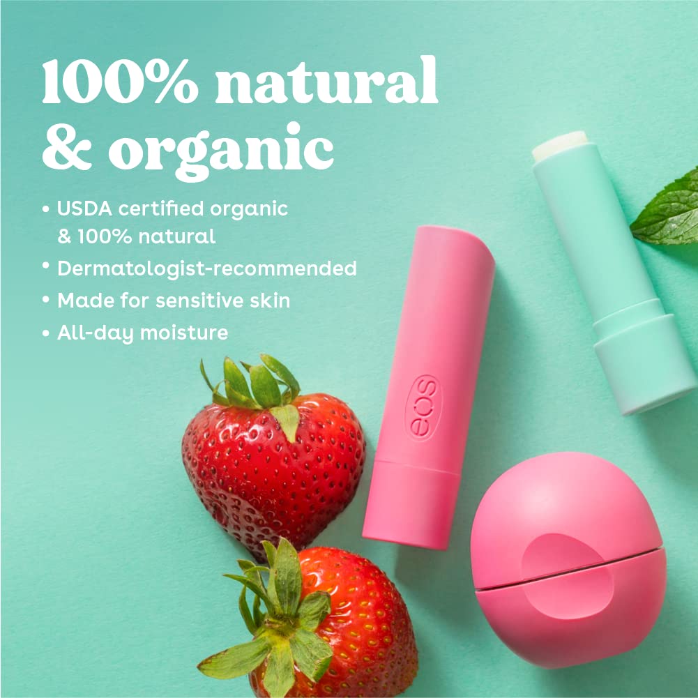 EOS Limited Edition Holiday Lip Balm Gift Set – Raspberry Cloud & Blackberry Bellini, 0.14 oz x 2, All-Day Moisture, Sensitive Skin, Clear