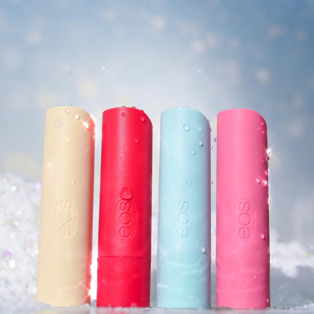 EOS Limited Edition Holiday Lip Balm Gift Set – Raspberry Cloud & Blackberry Bellini, 0.14 oz x 2, All-Day Moisture, Sensitive Skin, Clear