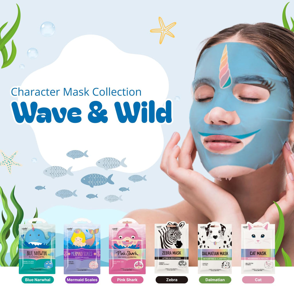 Epielle Wave & Wild Character Masks 6 Pack – Fun Korean Skincare
