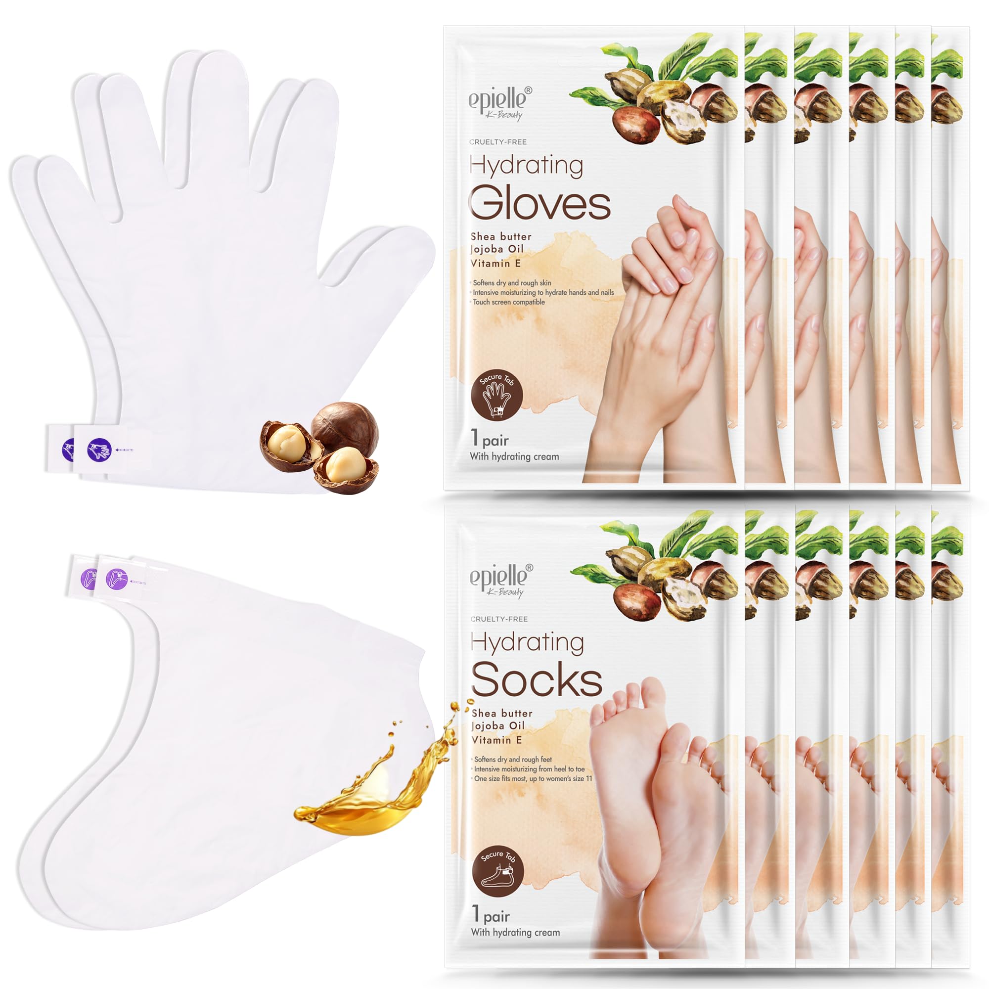 Epielle Hydrating Hand & Foot Masks – Moisturizing Gloves & Socks Spa Kit