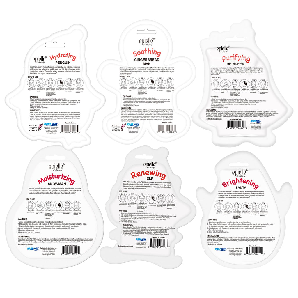 Epielle Holiday Character Mask 12 Pack – Fun Korean Skincare Gift